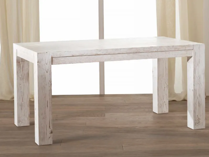 Tavolo allungabile Malìa Abete Vecchio finitura Sbiancata di Casa d'Oro