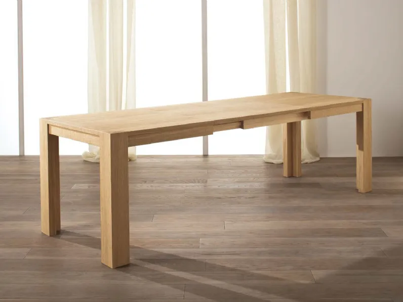 Tavolo allungabile Malìa Rovere effetto Sega Gamba a L di Casa d'Oro