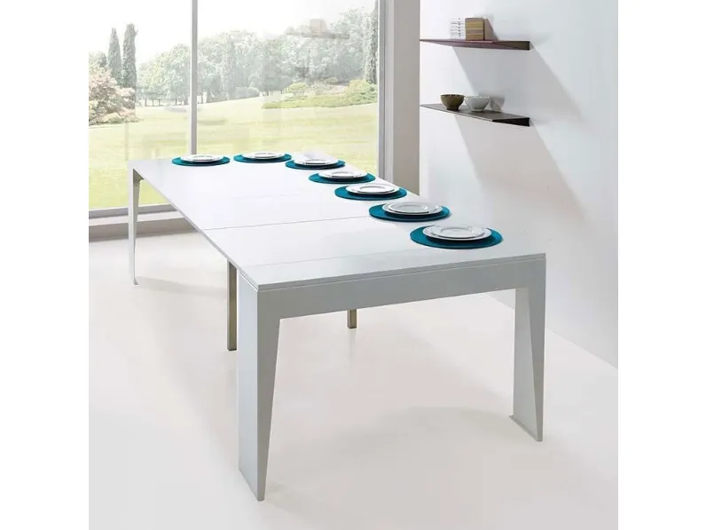 Consolle allungabile Marvel in laminato Bianco di Pezzani