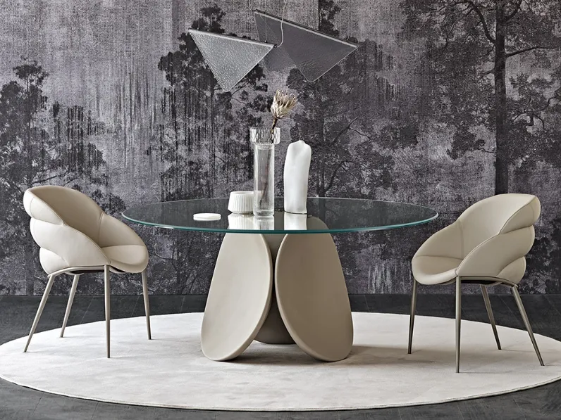 Tavolo scultura rotondo in vetro trasparente Maxim di Cattelan Italia