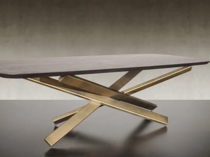 Tavolo Mikado 72 Steel con top in Noce Canaletto di Reflex