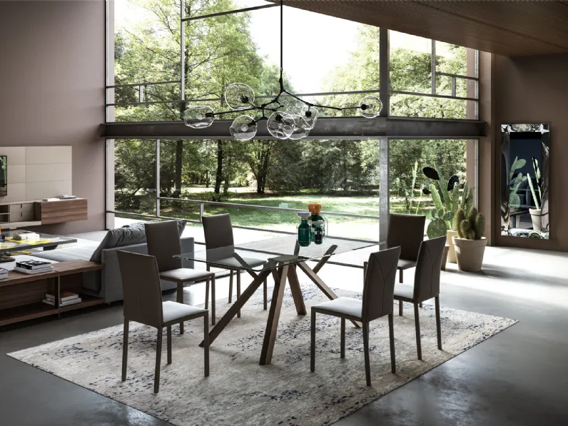 Tavolo Mizar con top in cristallo di Easyline