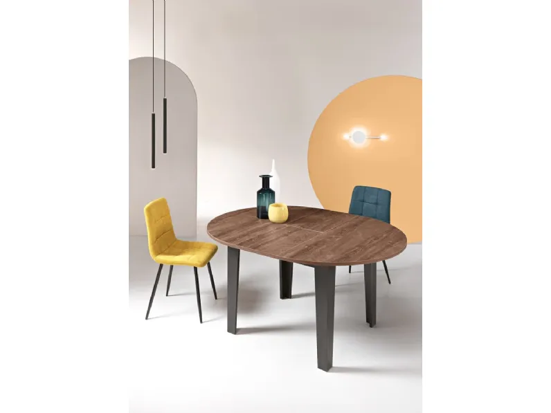 Tavolo tondo allungabile Modus finitura Tek di Ikone Casa