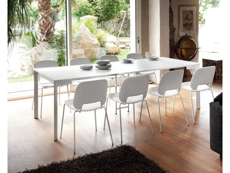 Consolle allungabile aperta in melaminico e gambe in acciaio Mondo di Domitalia