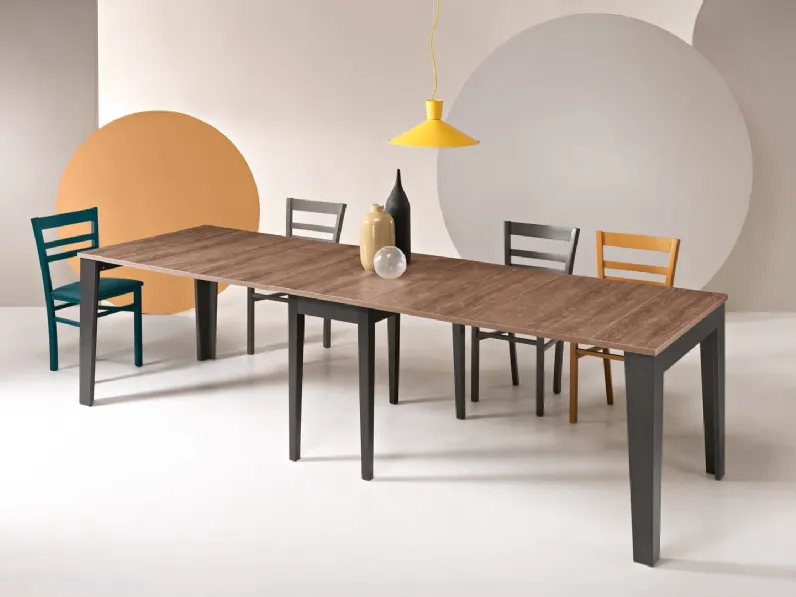 Tavolo Consolle allungabile Nadir finitura effetto Tek di Ikone Casa