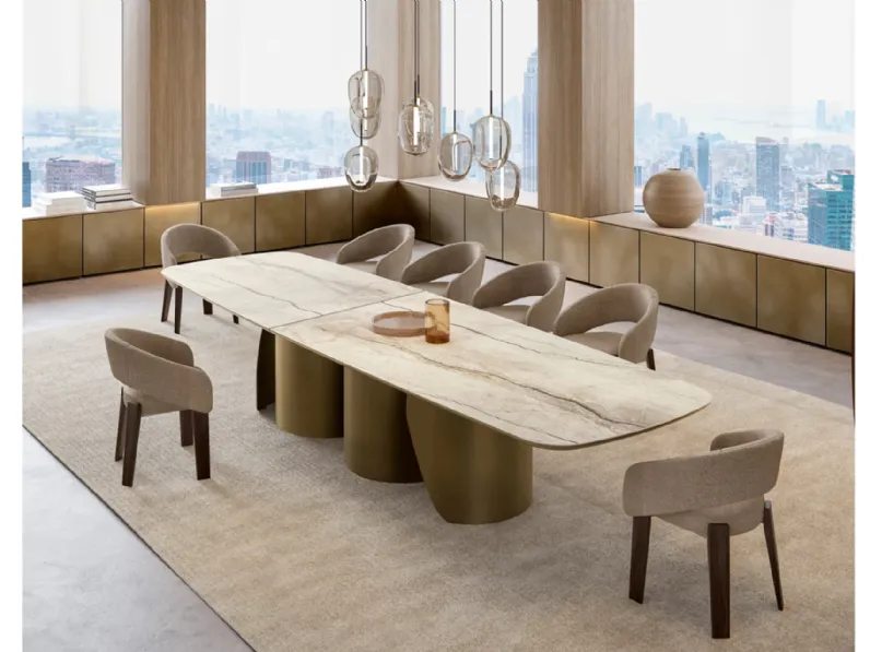 Tavolo Onda XL con top in ceramica di Eforma
