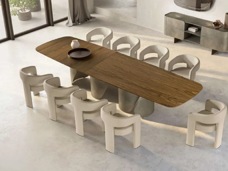 Tavolo Onda XL con top in legno di Eforma