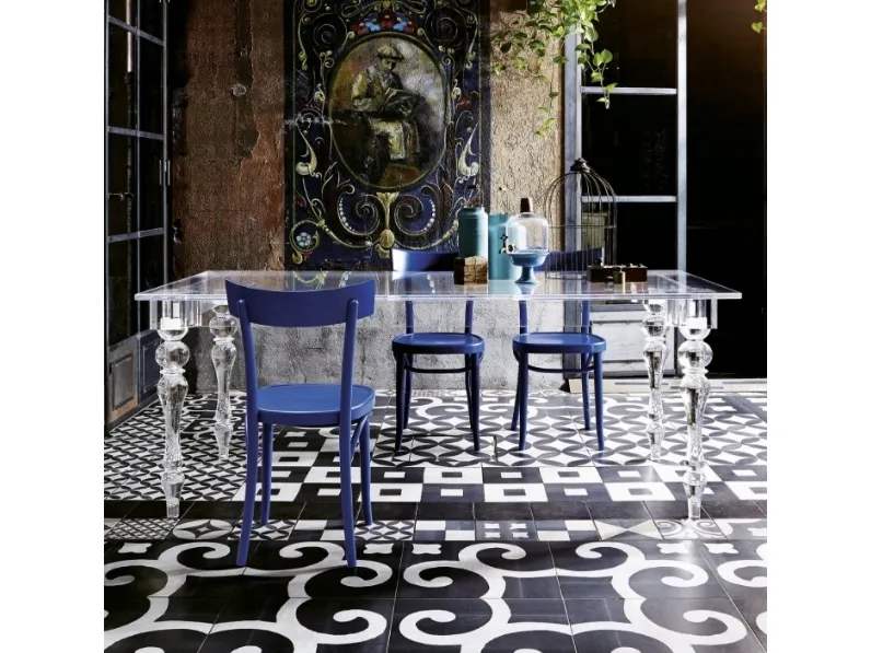 Tavolo rettangolare Oste completamente realizzato in metacrilato trasparente di Colico