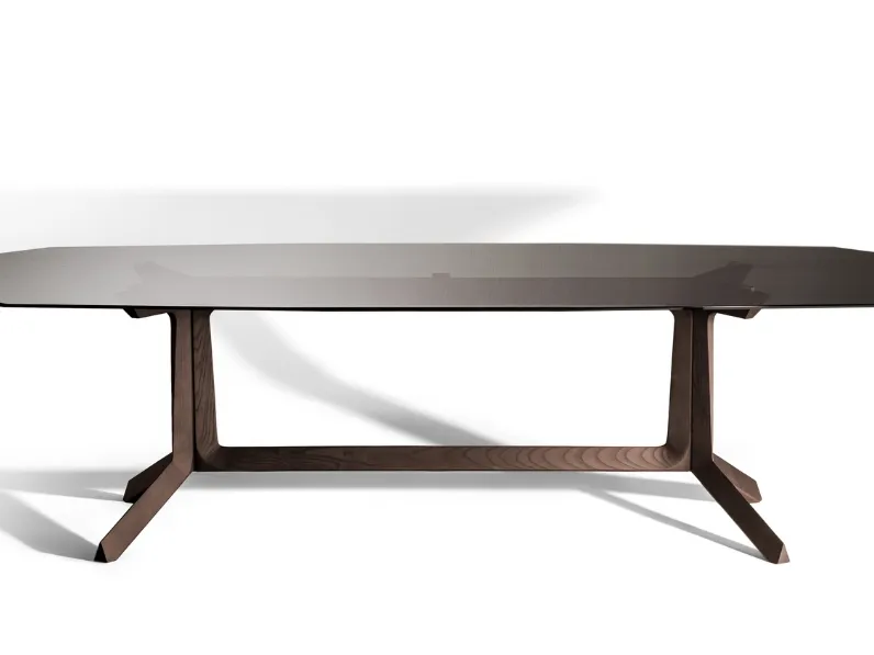 Tavolo rettangolare Othello in cristallo fumè di Poltrona Frau