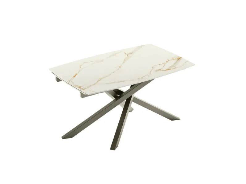 Tavolo allungabile Ouverture Caranto con piano in ceramica e struttura in metallo di Veneta Cucine