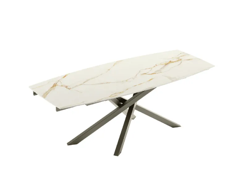Tavolo allungabile Ouverture Caranto con piano in ceramica e struttura in metallo di Veneta Cucine