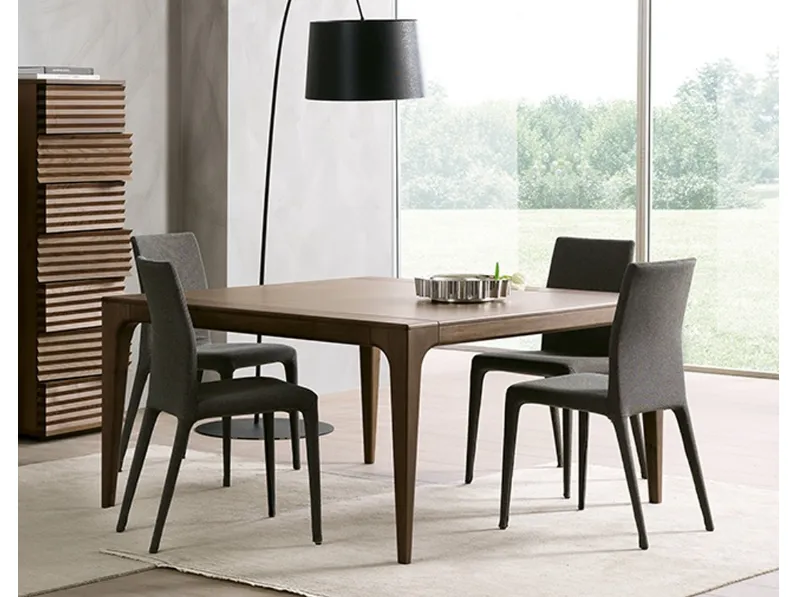 Tavolo quadrato allungabile in legno di frassino Fashion di Pacini e Cappellini