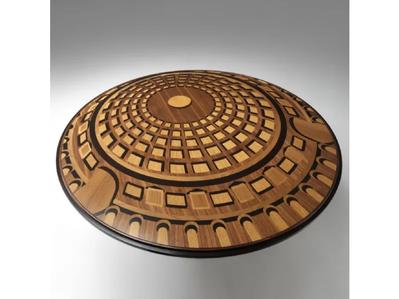 Tavolo rotondo Palazzi Pantheon con intarsio che riproduce il soffitto della cupola di Arte Brotto