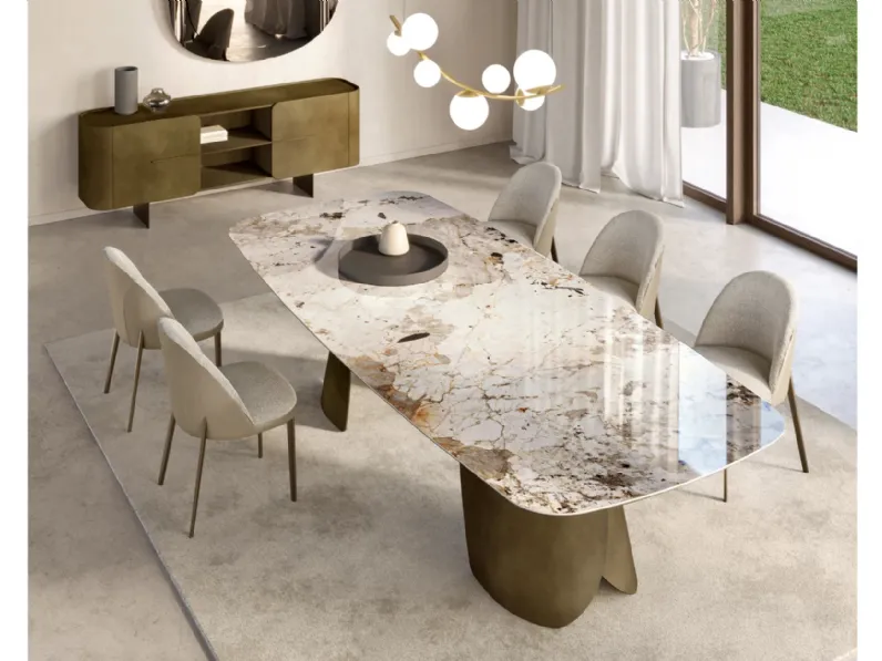 Tavolo Perla con top in ceramica di Eforma