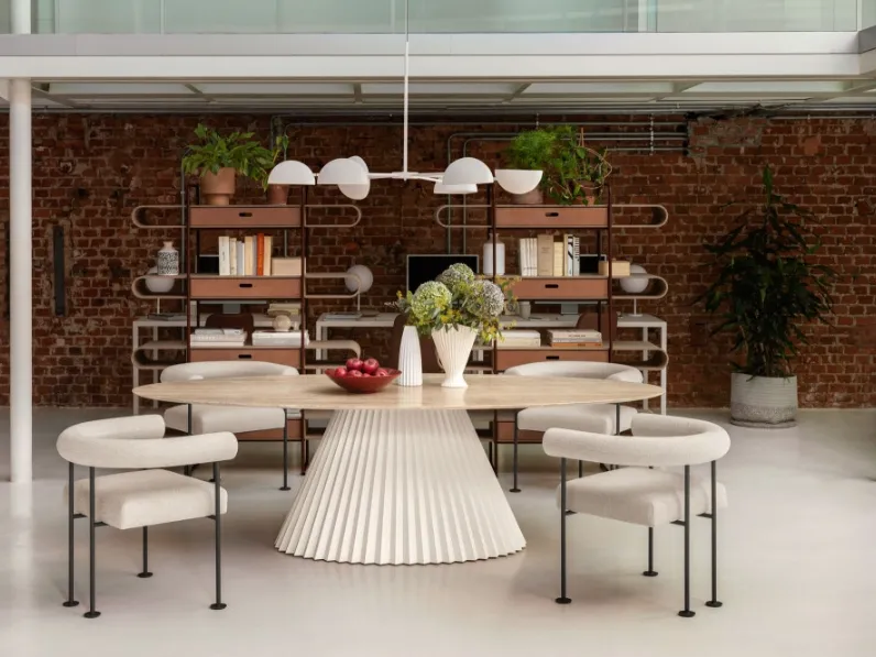 Tavolo Plissé Ellittico con top in marmo di Midj