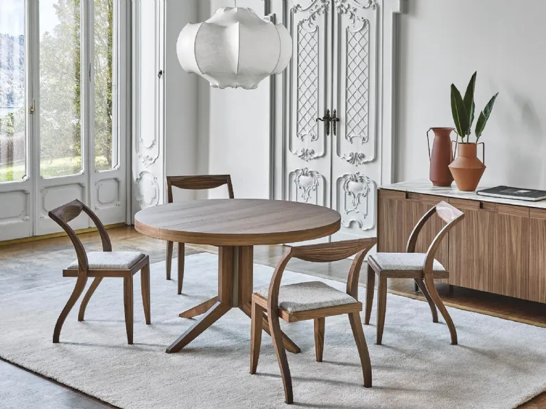 Tavolo rotondo allungabile Bryant in noce canaletto di Porada