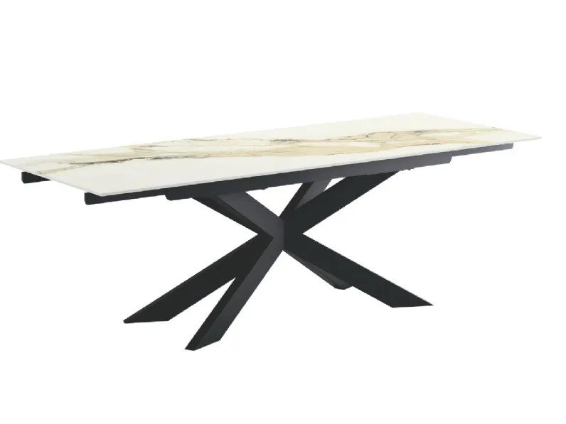 Tavolo allungabile Prelude Caranto con piano in ceramica e base in metallo di Veneta Cucine