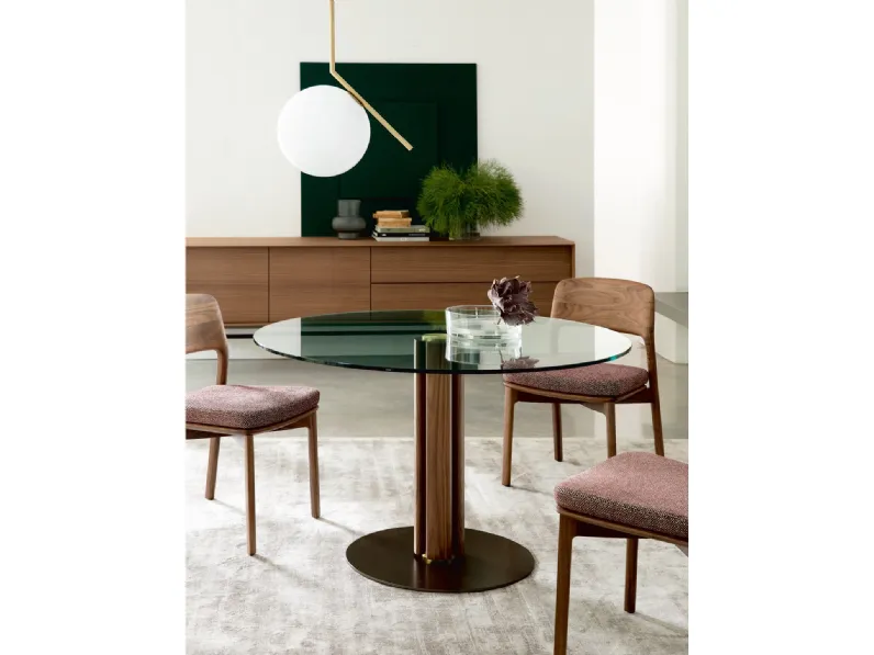 Tavolo rotondo in cristallo Quadrifoglio di Porada