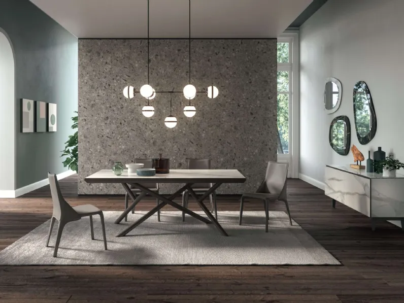 Tavolo allungabile Random Marble Glass di Ozzio