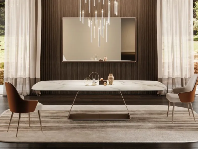 Tavolo Oh 72 con top in vetro MarmoReflex di Reflex