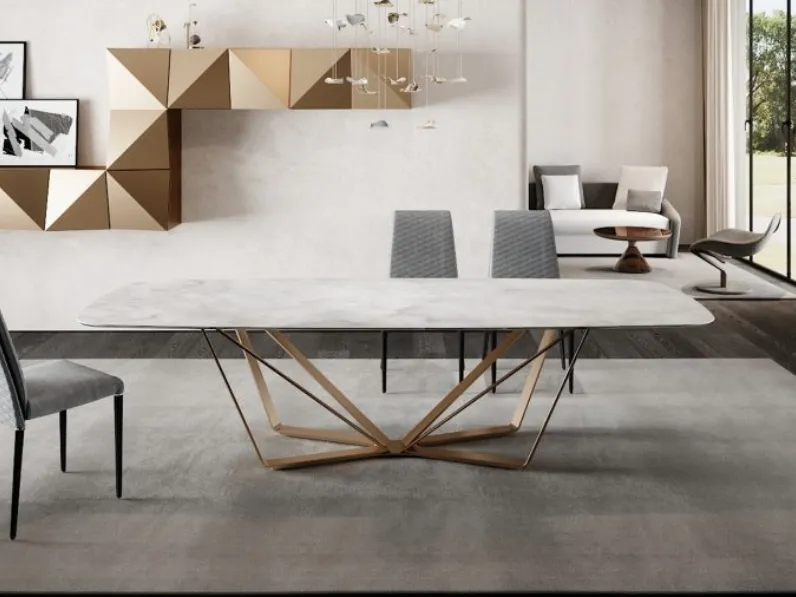 Tavolo Papillon 72 in vetro effetto marmo di Reflex