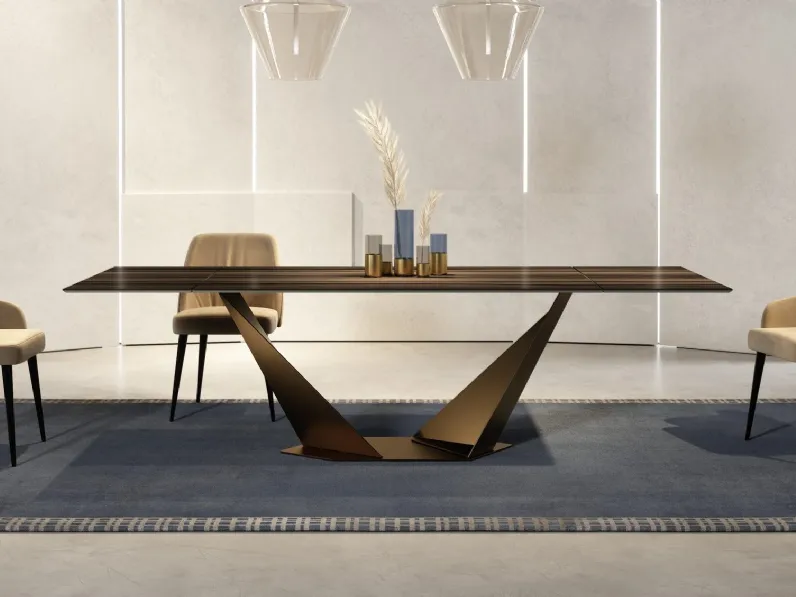 Tavolo allungabile in vetro effetto legno Quartz 72 di Reflex