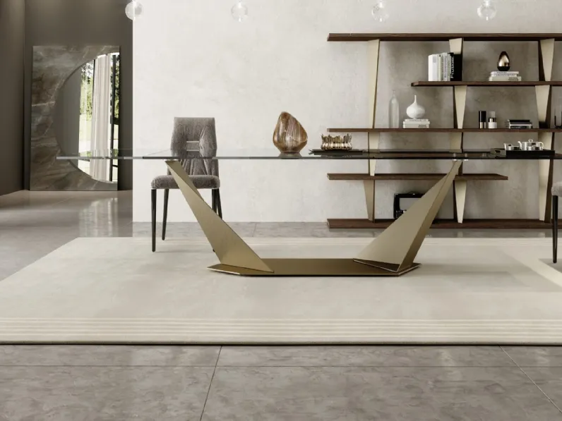 Tavolo allungabile in vetro trasparente Quartz 72 di Reflex