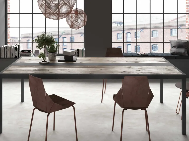 Tavolo rettangolare Riunione in legno e metallo di Re-wood