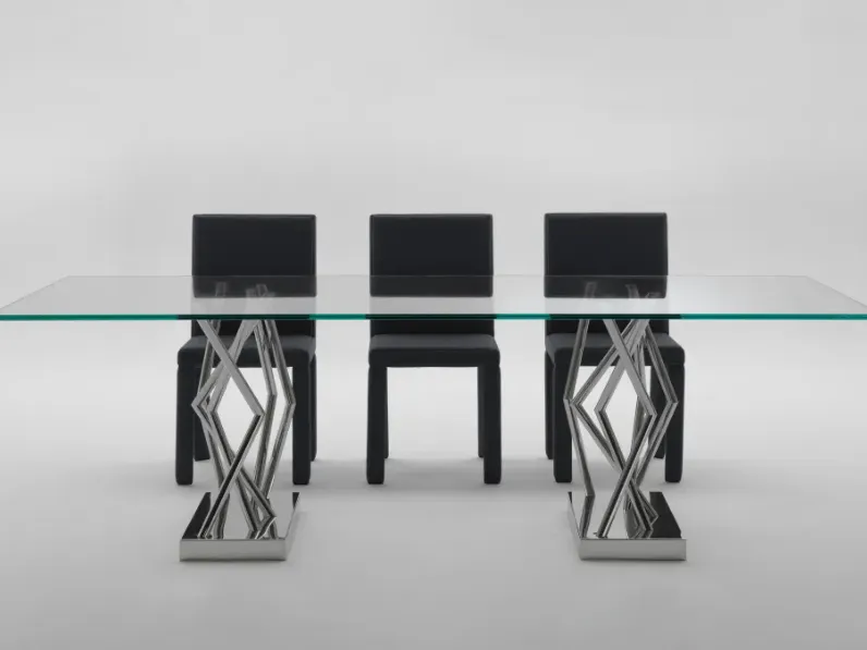 Tavolo SA 07 in cristallo e acciaio di Laura Meroni