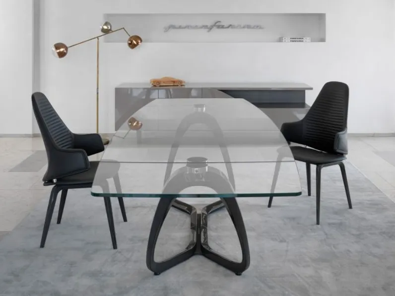 Tavolo di design con top in vetro allungabile Segno 72 di Reflex