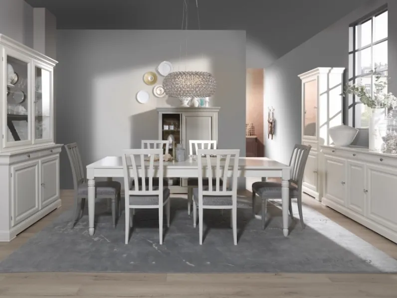 Tavolo classico Varia Louis in legno laccato bianco di Selva