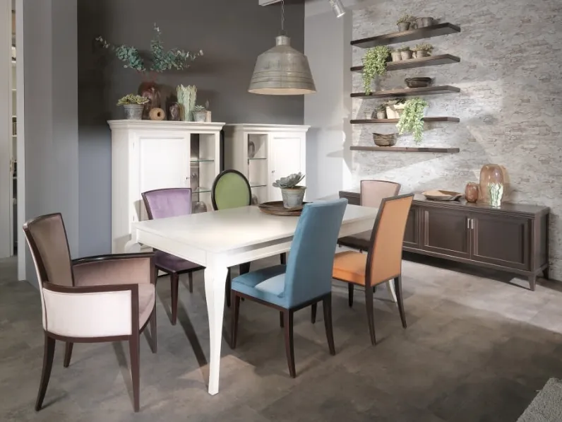 Tavolo classico in legno laccato bianco opaco Varia Sandra di Selva