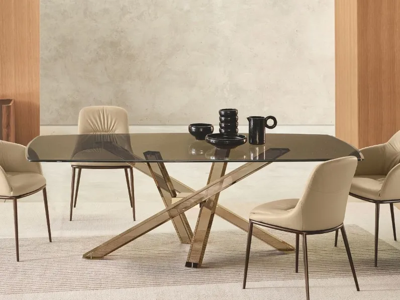 Tavolo Shangai Limited Edition in cristallo con base in metacrilato trasparente di Riflessi