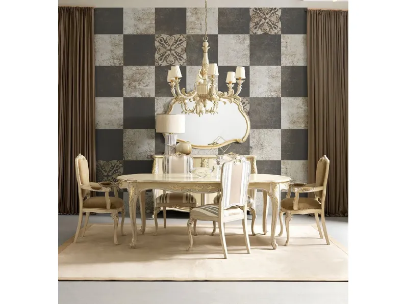 Tavolo 3704 colore sabbia, bianco antico e mecca di Silvano Grifoni