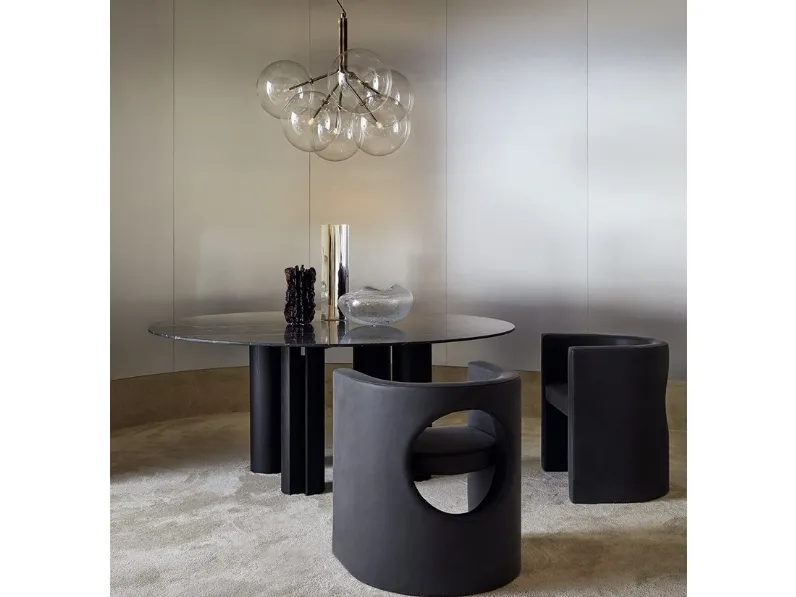 Tavolo Simpòdio W in marmo con base in massello di frassino di Gallotti&Radice