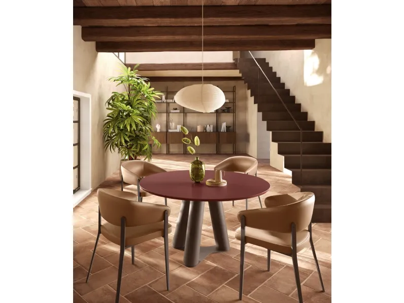 Tavolo rotondo in legno laccato Singapore di Scavolini