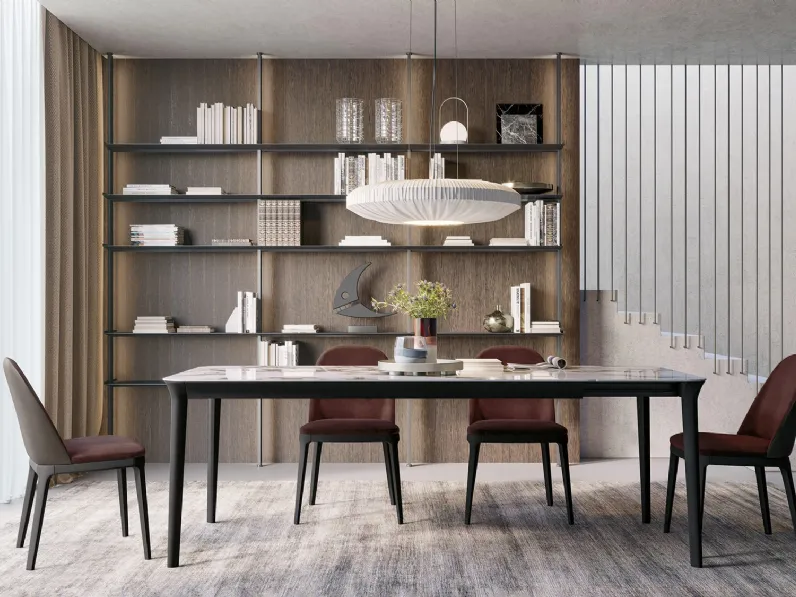 Tavolo Smooth in gres con gambe in legno di Dall'Agnese