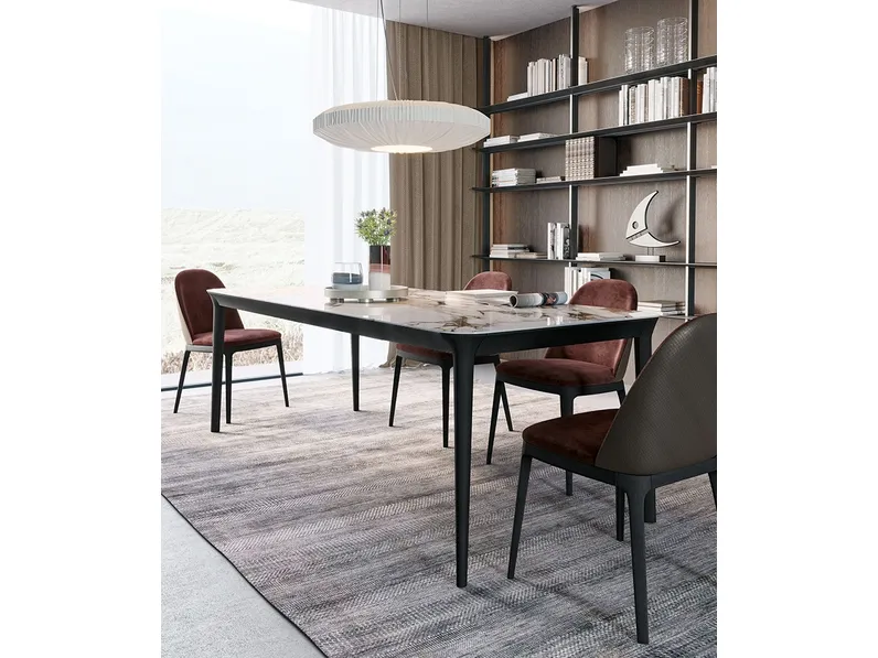 Tavolo Smooth in gres con gambe in legno di Dall'Agnese