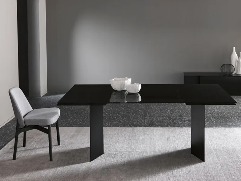 Tavolo in vetro con gambe in metallo T-AB di Tonelli