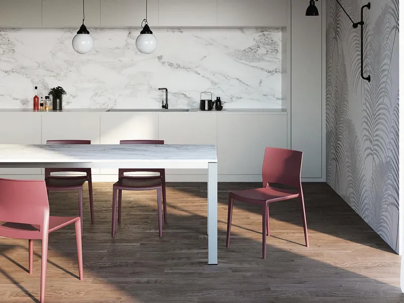 Tavolo T513 Calisto in laminato marmo statuario di AF Ferrero