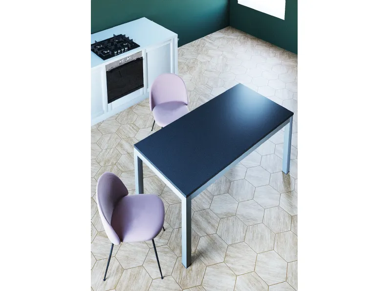 Tavolo allungabile T543 Demitro in laminato lavagna malta di AF Ferrero