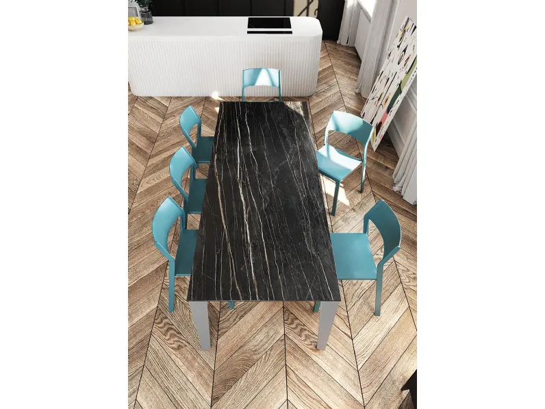 Tavolo allungabile T602 Leda in laminato sahara noir di AF Ferrero