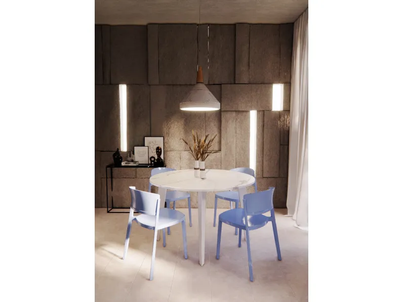 Tavolo rotondo T603 Owen in laminato marmo statuario di AF Ferrero