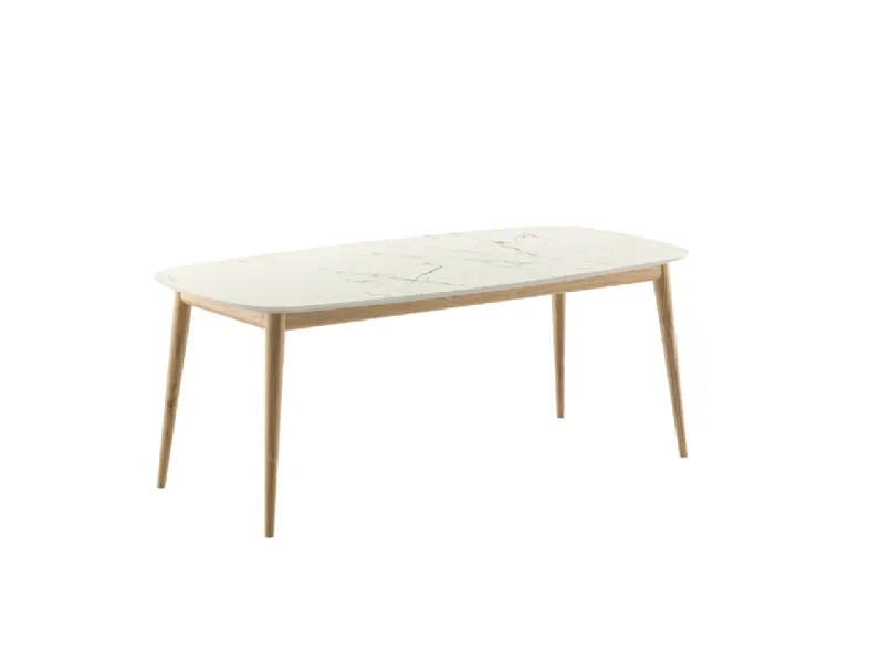 Tavolo Tancredi Caranto con paino in ceramica e struttura in legno di Veneta Cucine