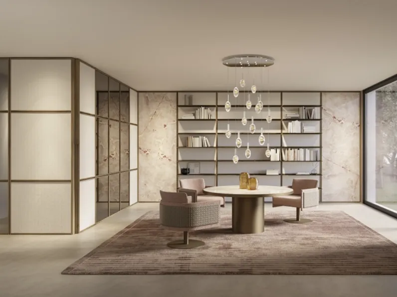 Tavolo rotondo Tau 65 Steel in vetro marmo di Reflex