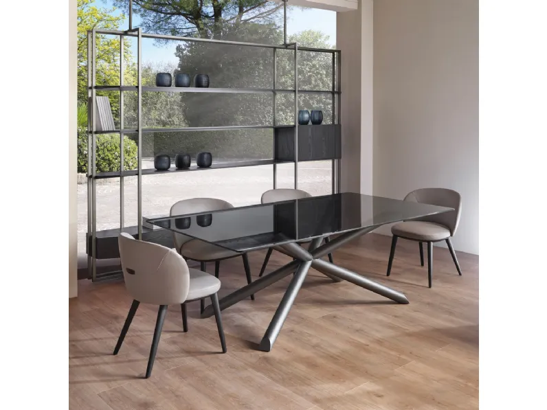 Tavolo rettangolare con top in vetro Thomas di Cantori