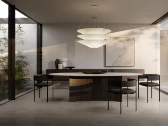 Il tavolo ovale Time è stato progettato dagli architetti Marco Zanuso Junior e Rino Sbrilli per Modu
