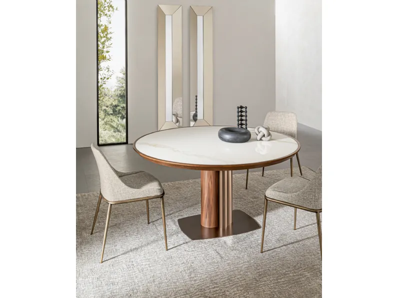 Tavolo Tower in legno e ceramica di Riflessi