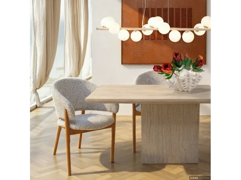 Tavolo Travertino con rivestimento effetto marmo di Kare Design