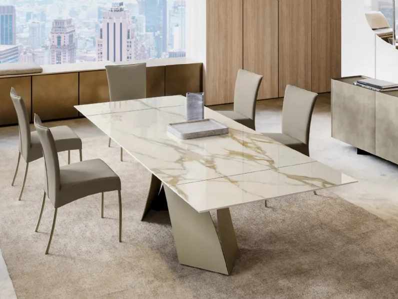 Tavolo allungabile Twist con top in ceramica di Eforma